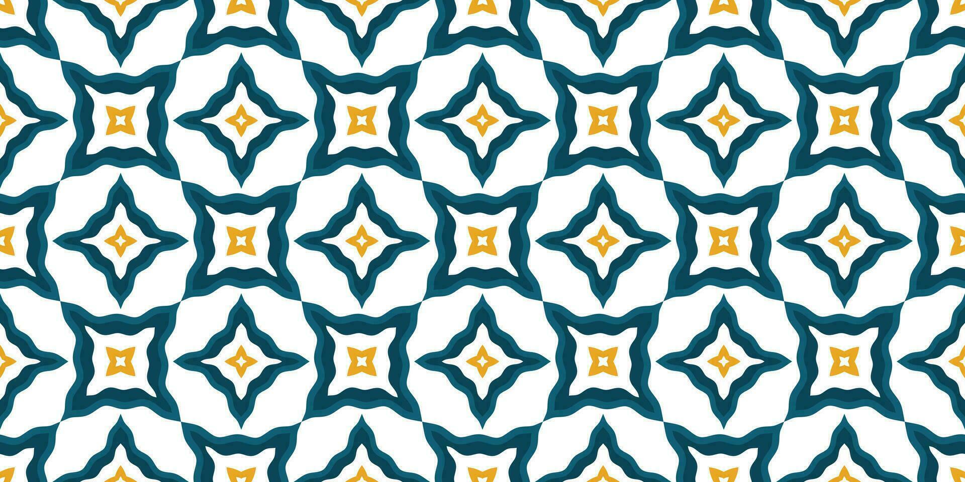 Mediterranean style ceramic tile pattern Ethnic folk ornament Colorful seamless geometric pattern vector