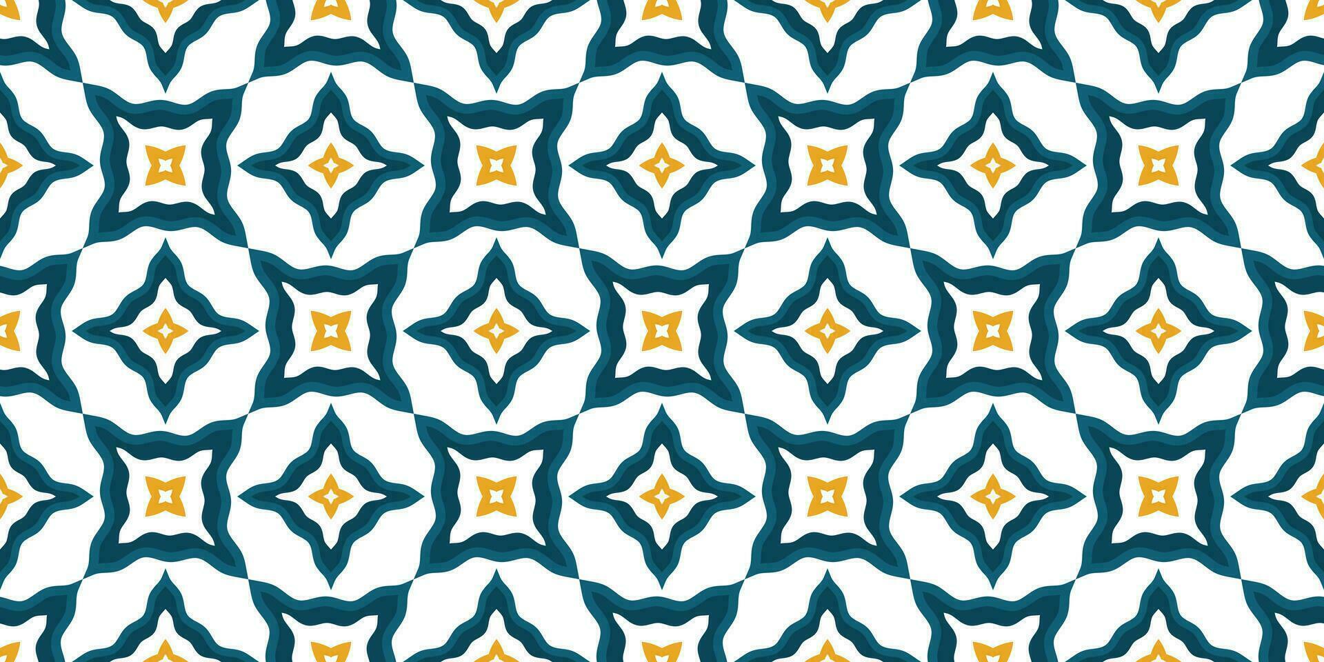 Mediterranean style ceramic tile pattern Ethnic folk ornament Colorful seamless geometric pattern vector