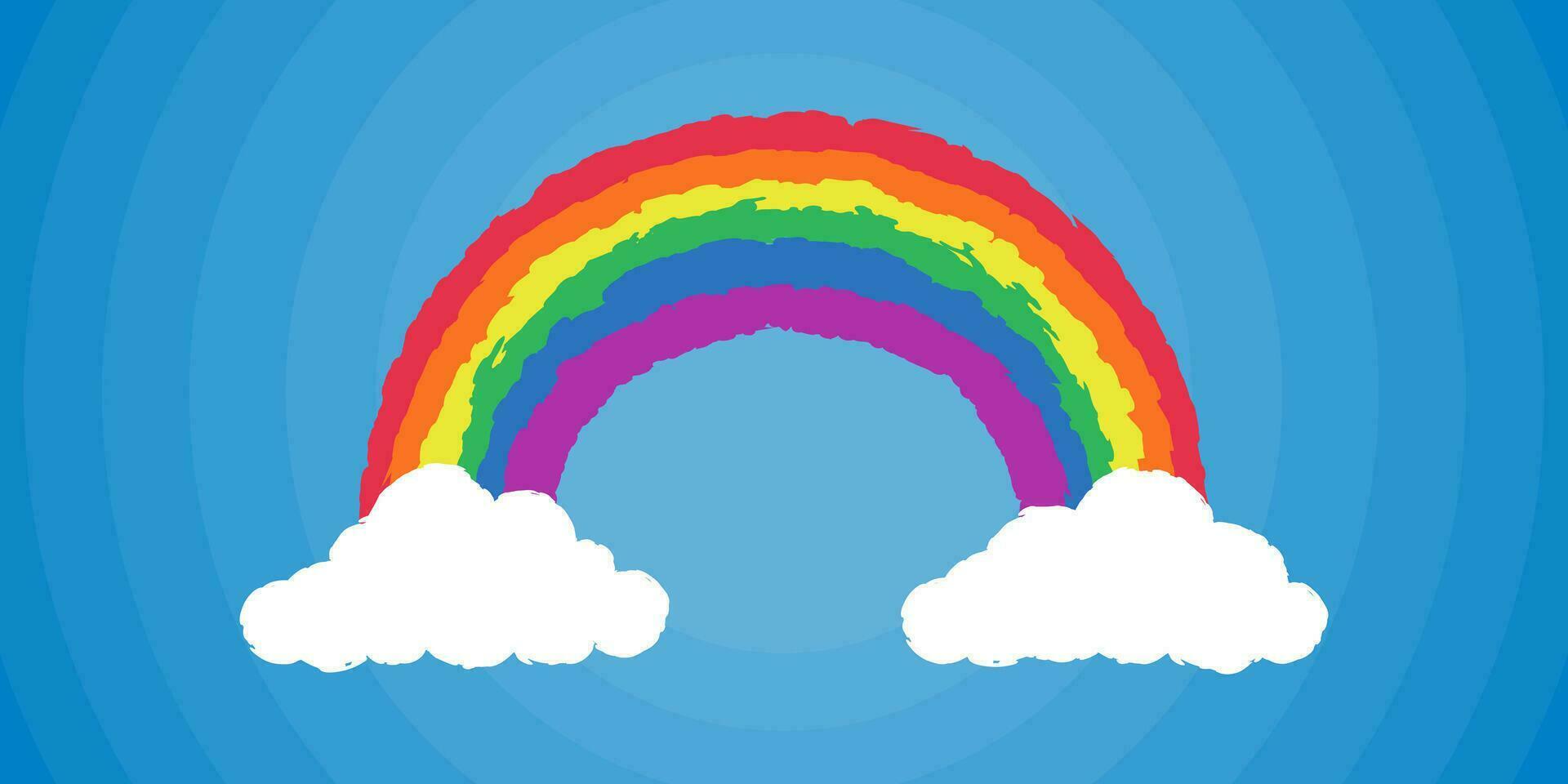 Grunge Rainbow with clouds vector illustration