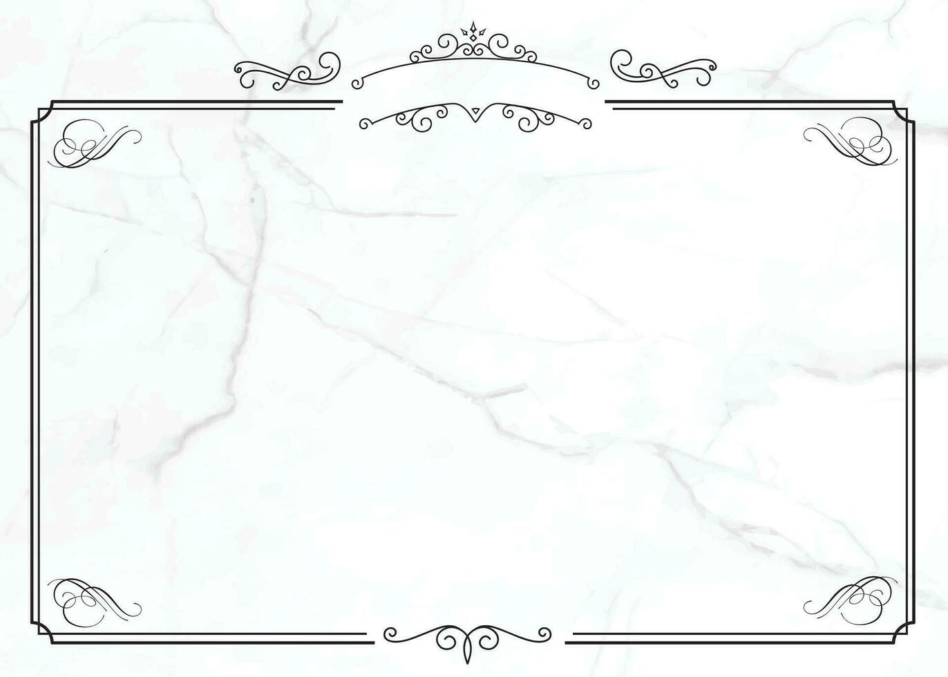Classic white marble paper background with retro border vector