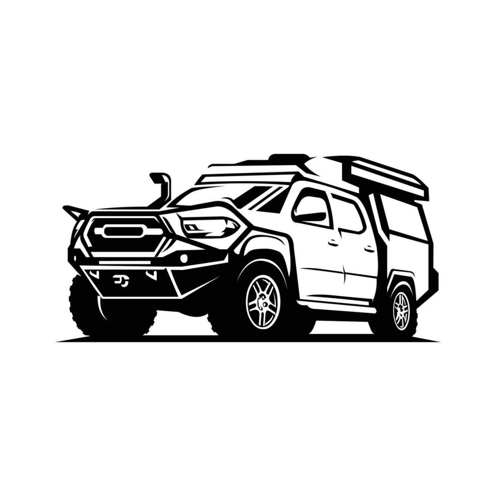 Overland Double Cabin Offroad Truck Vector Isolated. Best for Outdoor Automotive Related Industry
