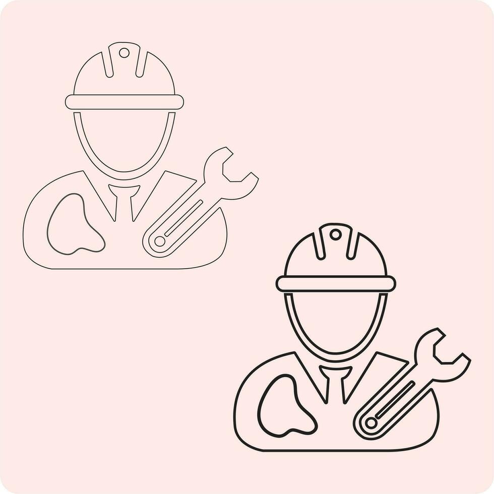 Electrician man icon with tools vector line art eps