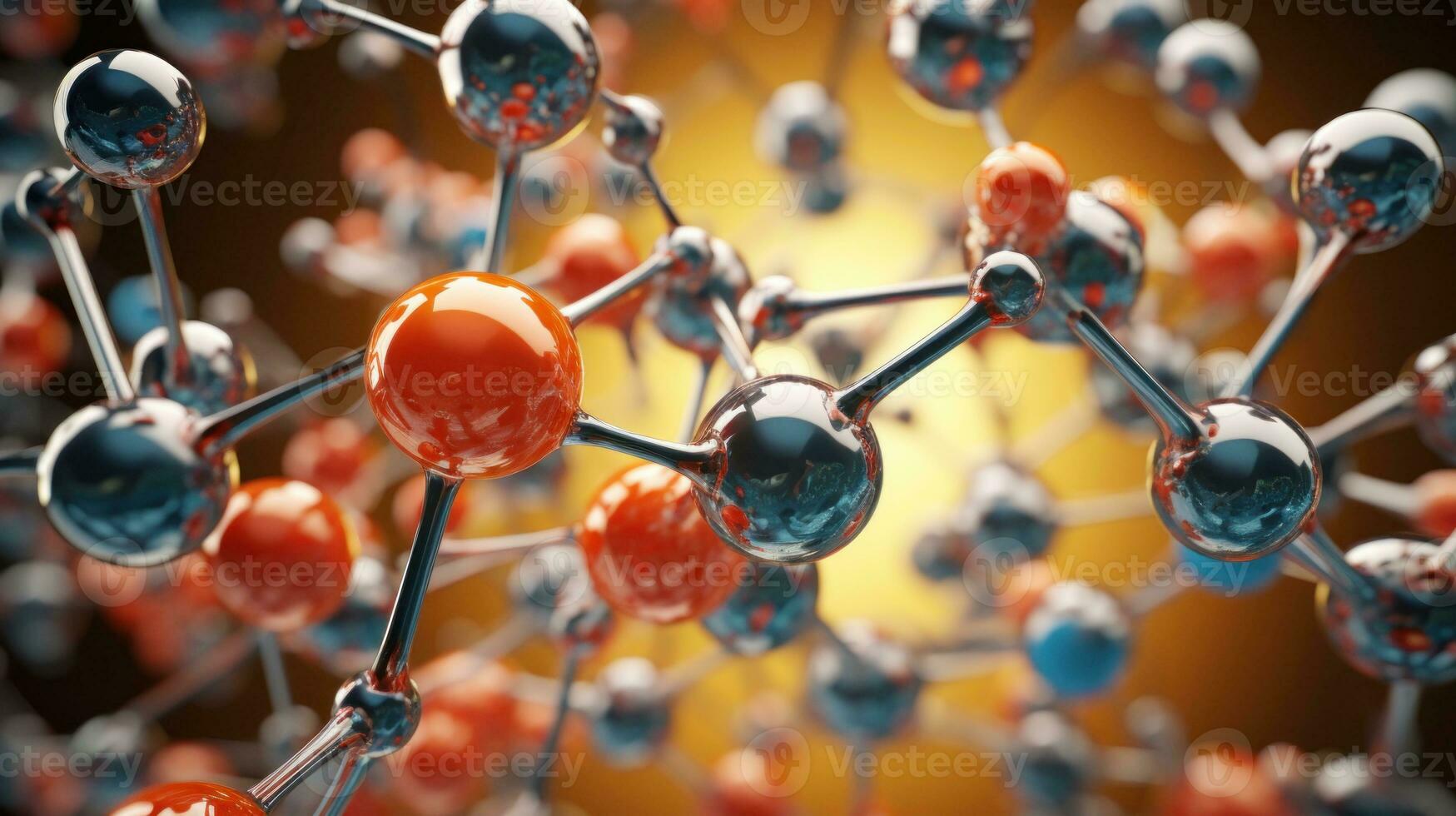 AI generated Atoms and molecules. Colorful Spheres in Motion. Futuristic Geometry Abstract background. Science or medical backdrop. Concept of science, chemistry, medicine, technology, networks. photo