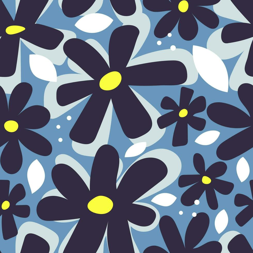 sin costura modelo con dibujos animados flores vistoso vector, mano dibujo. diseño para tela, imprimir, textil, envoltura vector