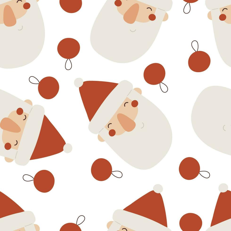 holiday seamless pattern with Cartoon Santa Claus. Merry Christmas. Colorful vector, flat style. hand drawing. design for fabric, print, wrapper vector