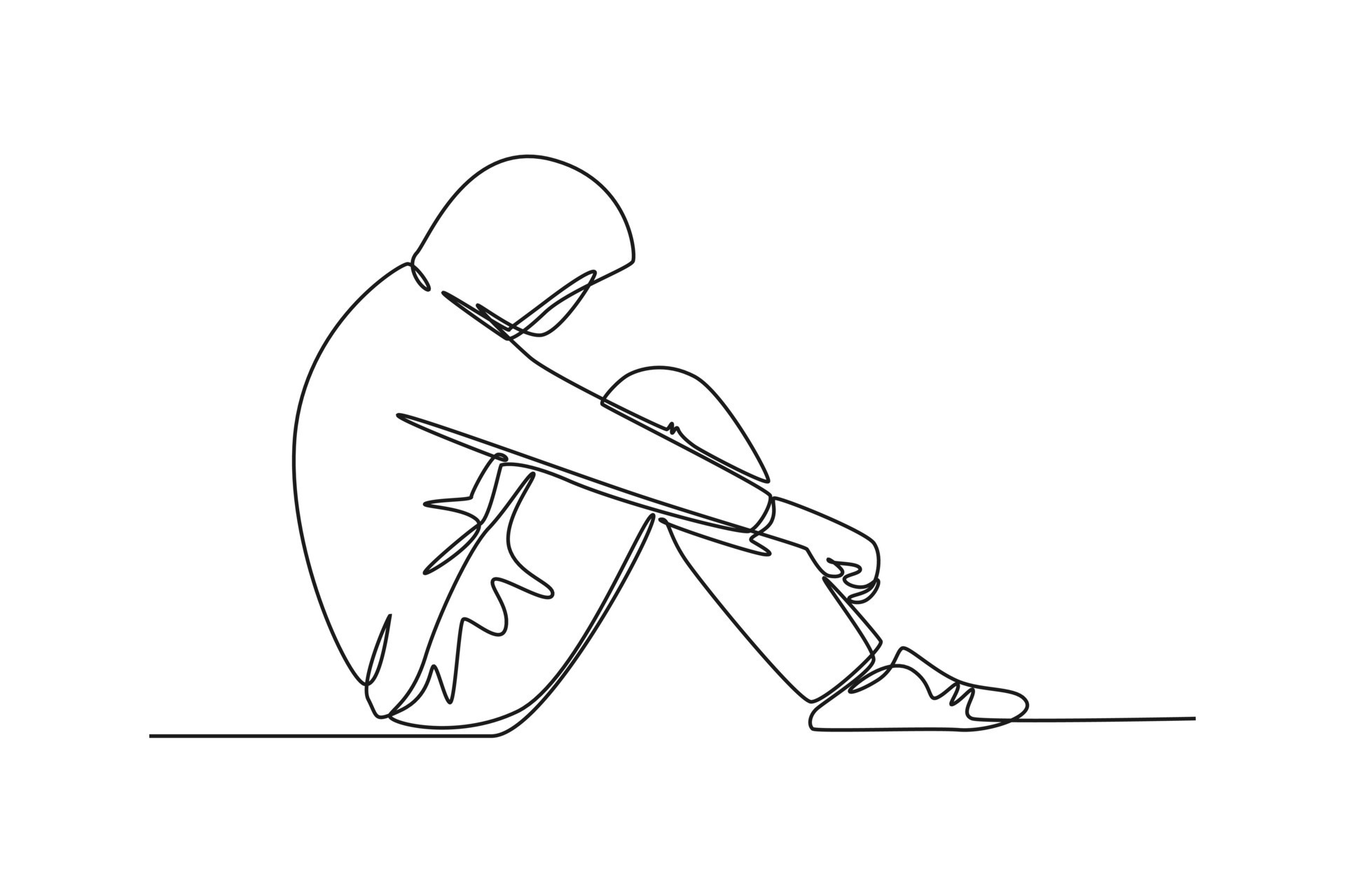 Single one line drawing of frustration young businessman sitting on the ...