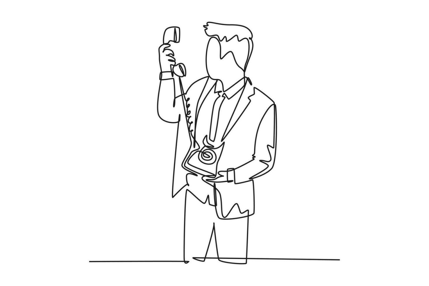 Single one line drawing young of angry businessman shouting his staff on phone to give him a lesson. Furious business problem at office concept. Continuous line draw design graphic vector illustration