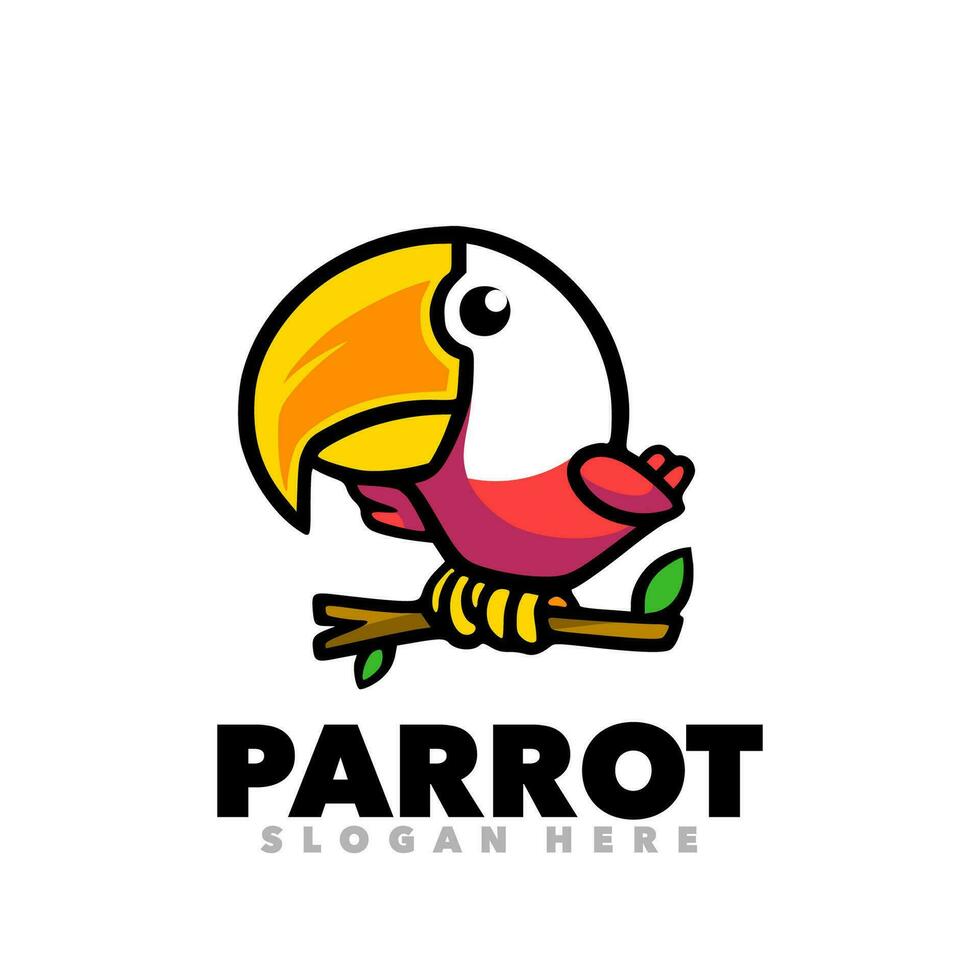 Cute parrot mascot logo vector