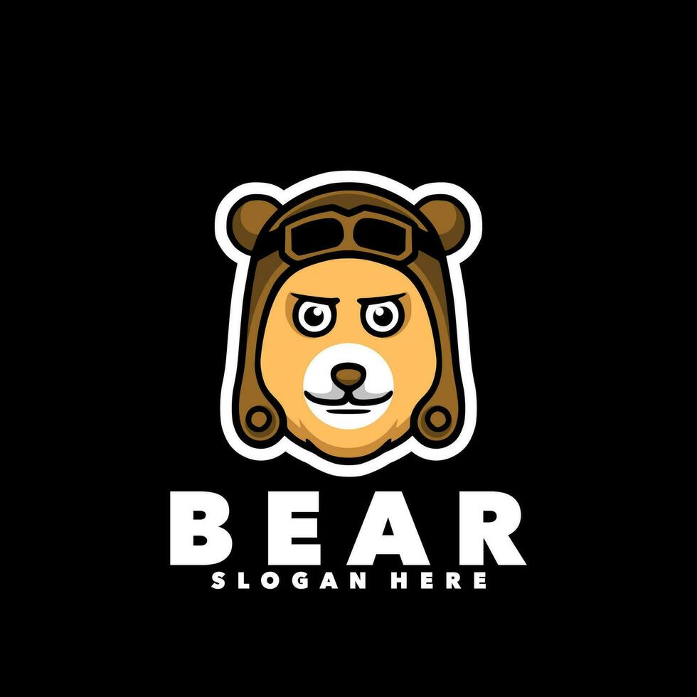 Bear pilot logo design vector