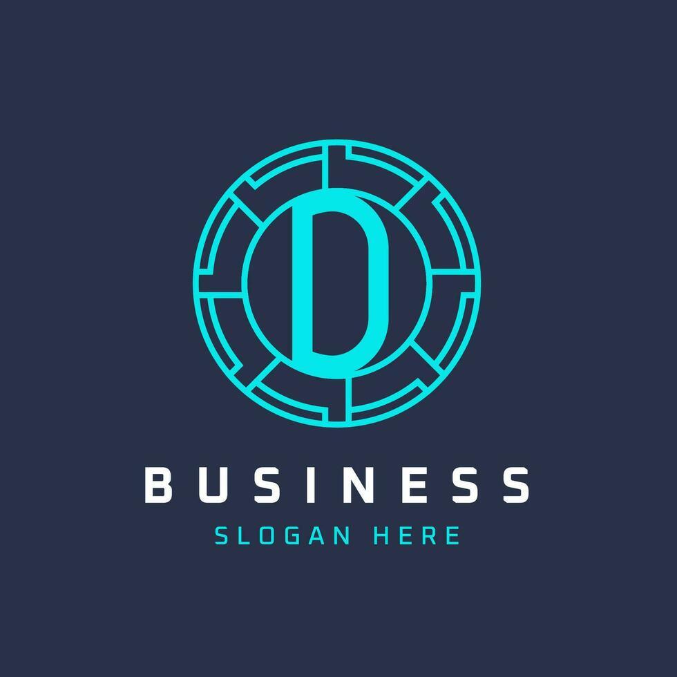 Letter D Tech Logo Design. Initial Round D Logo Universal Elegant Icon vector
