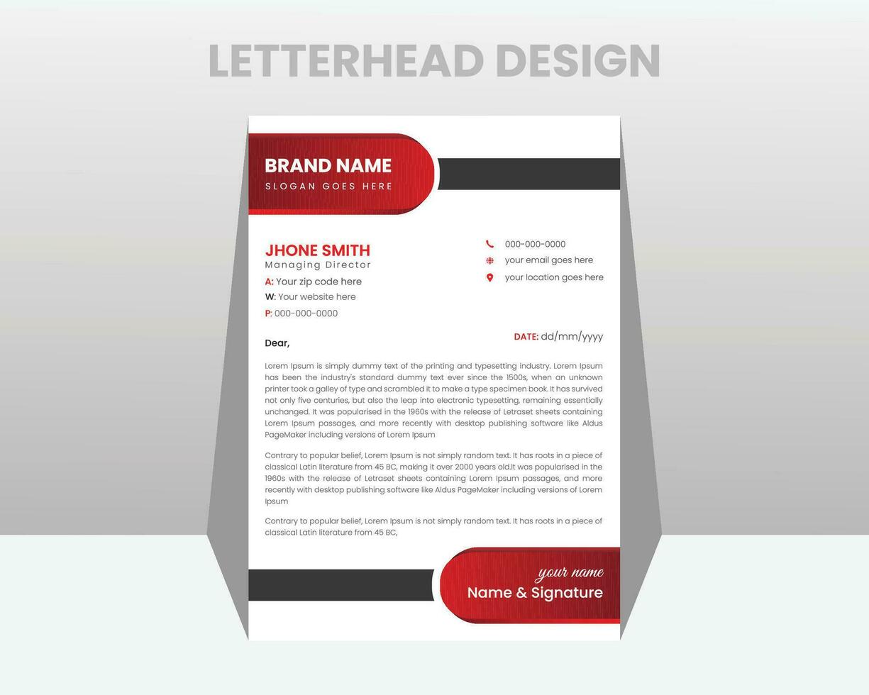 Corporate Letterhead Template with geometric shape vector