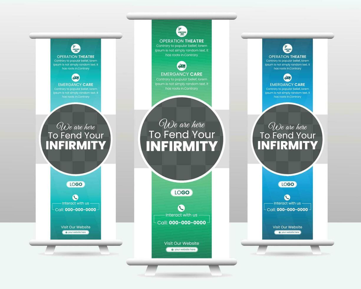 modern roll up banner design template for medical and healthcare vector