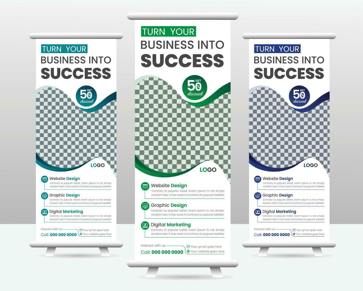 Creative roll up banner template free vector. vector