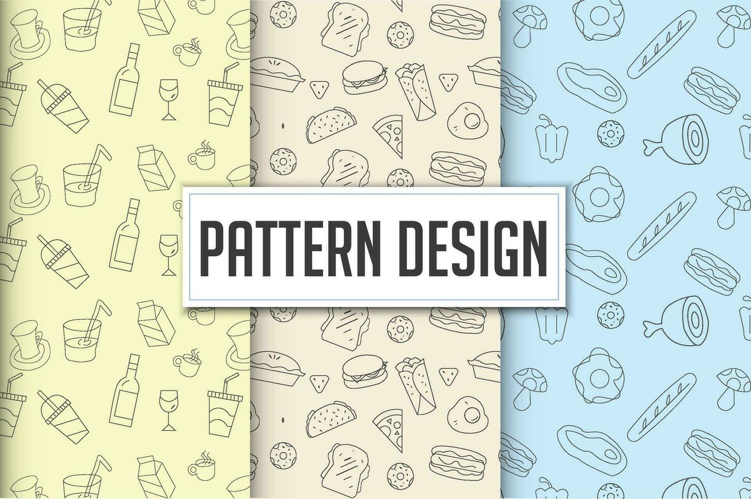 Food pattern bundle design free vector