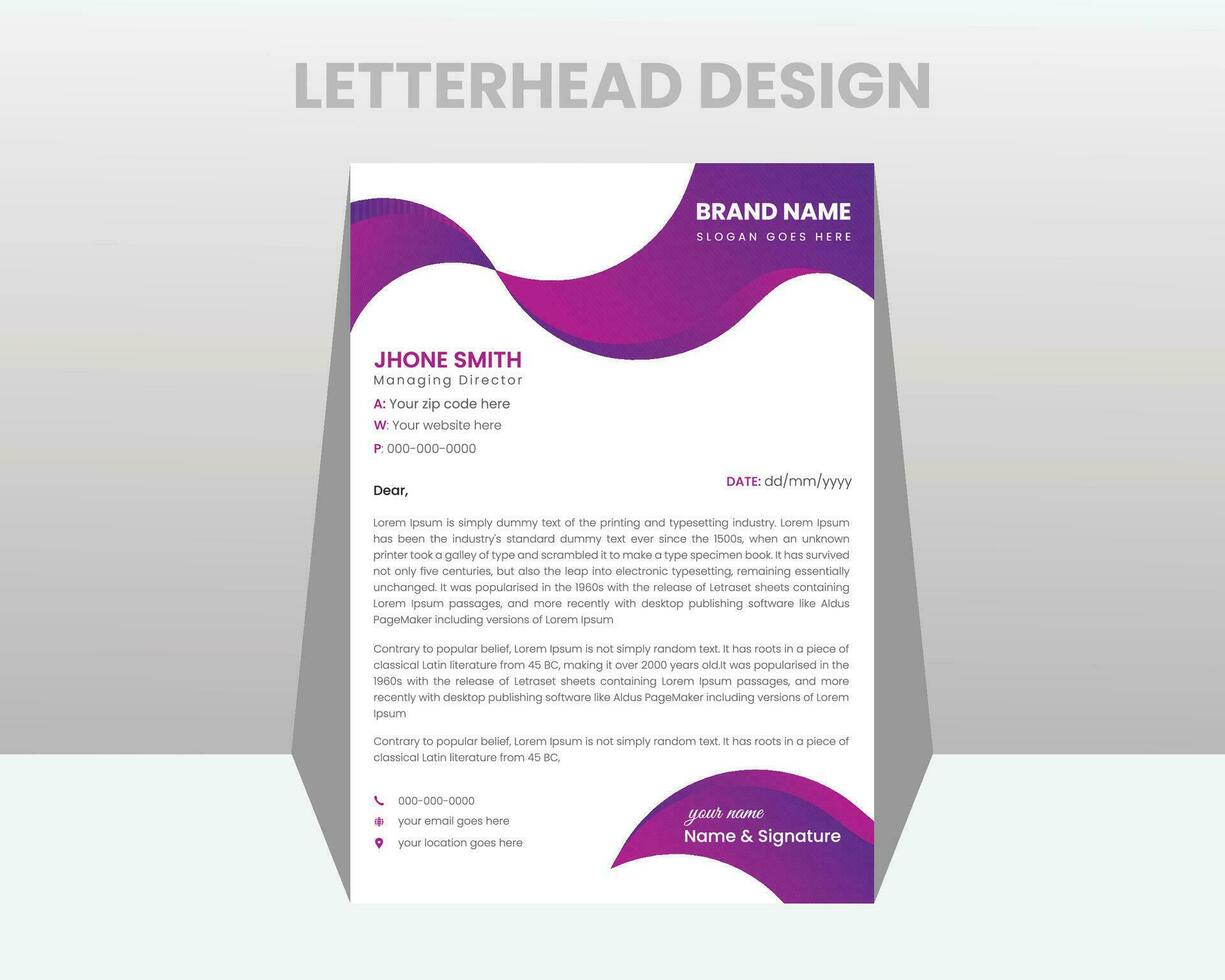Business Letterhead Template with abstract shape vector