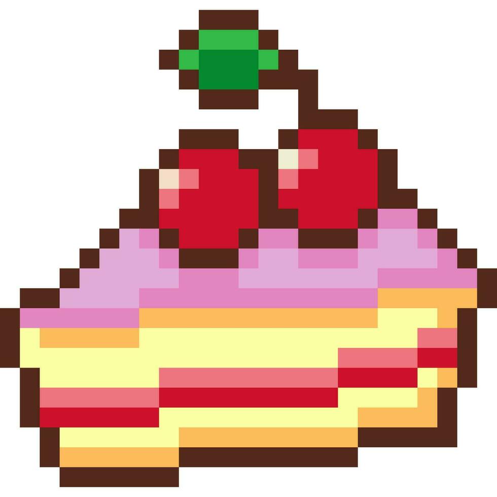 Cake cartoon icon in pixel style vector