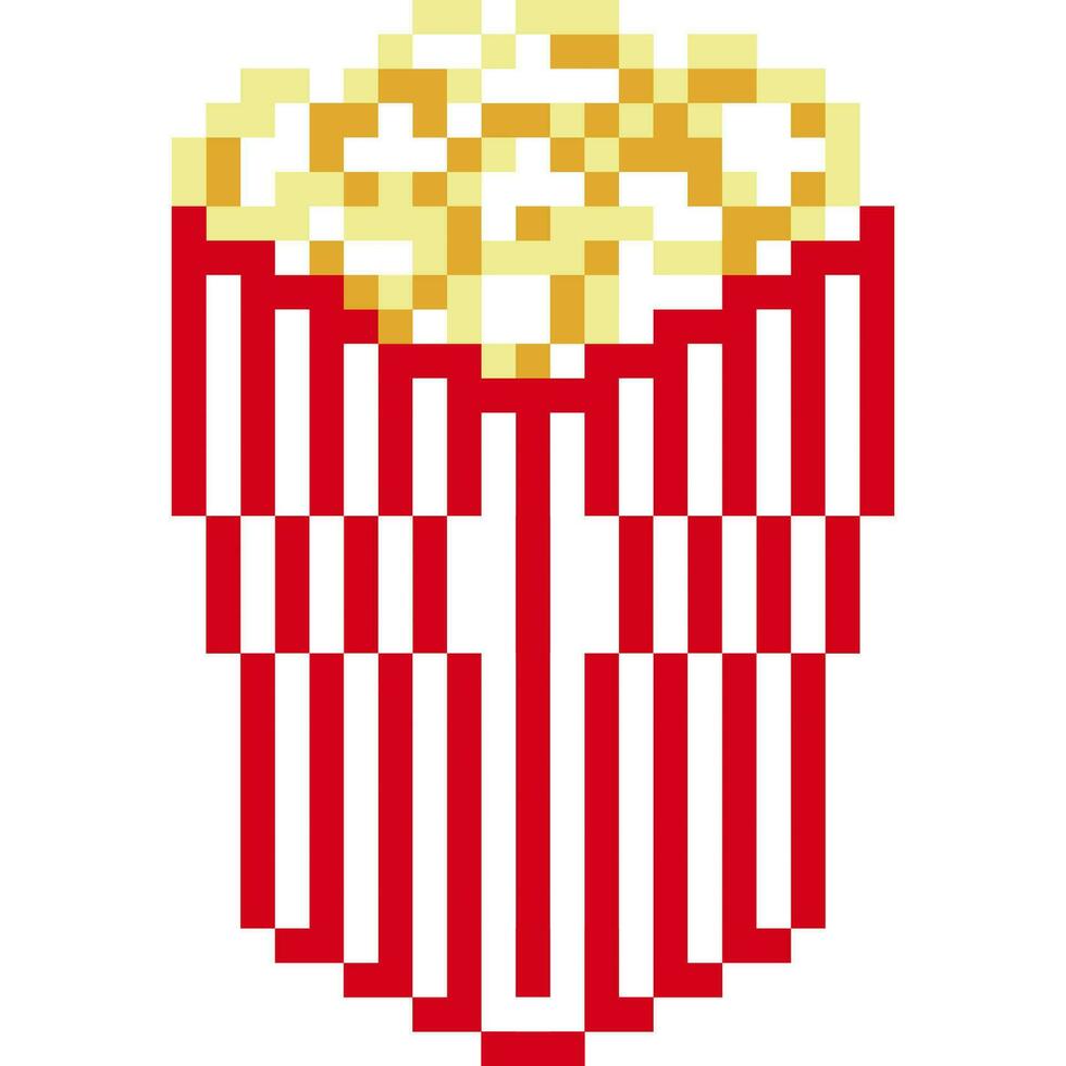 Popcorn cartoon icon in pixel style vector