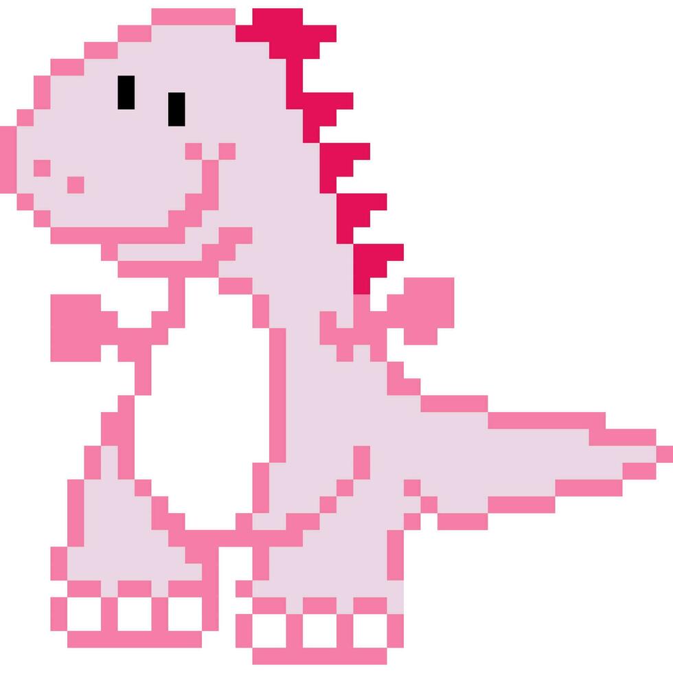 Dinosaur cartoon icon in pixel style vector