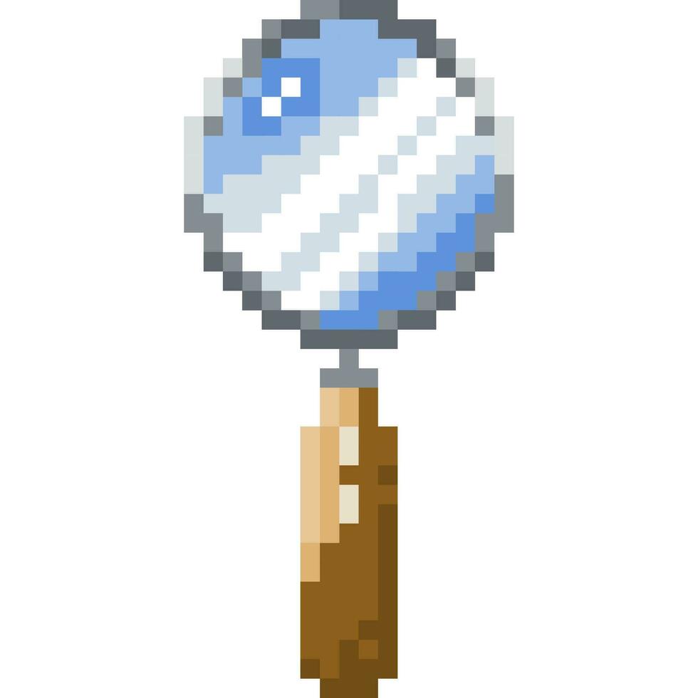 Magnifier glass cartoon icon in pixel style vector