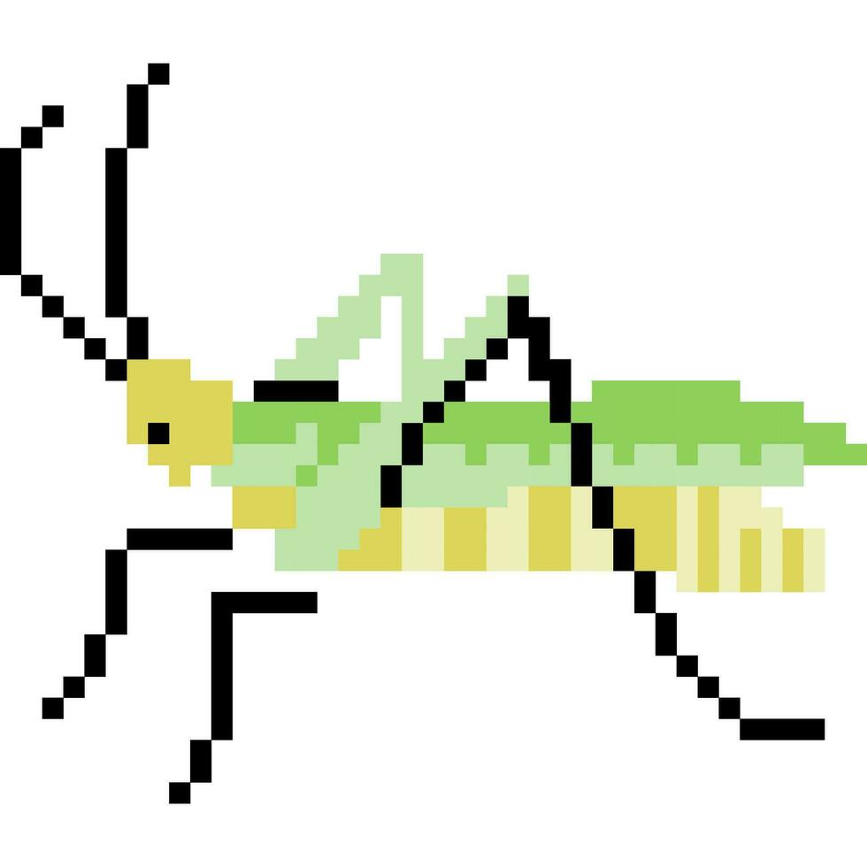 Grasshopper cartoon icon in pixel style vector