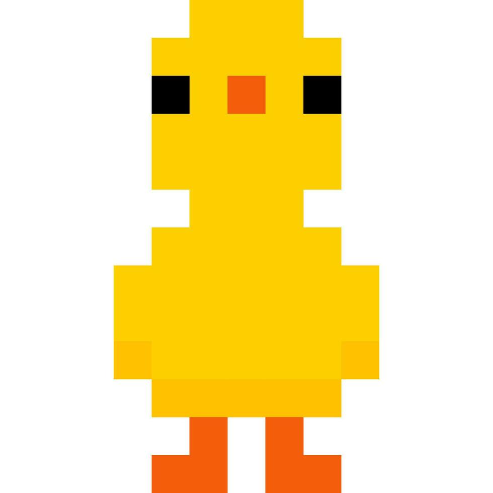 Chicken cartoon icon in pixel style vector