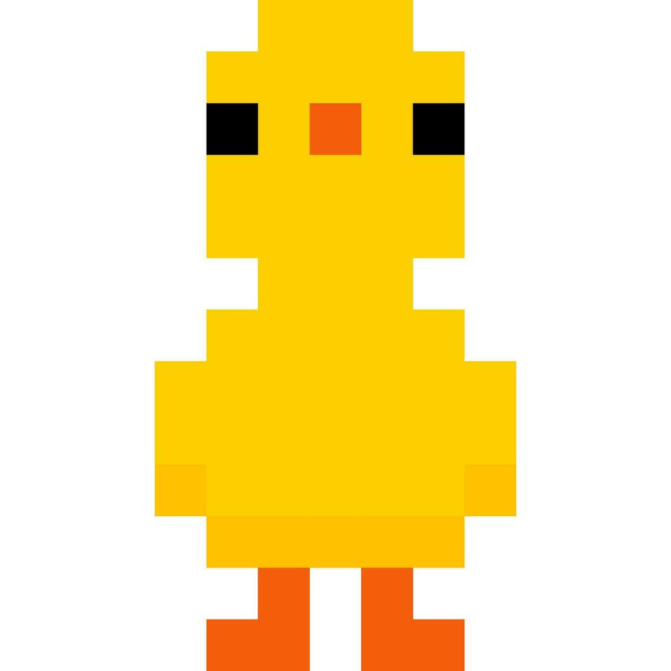 Chicken cartoon icon in pixel style vector