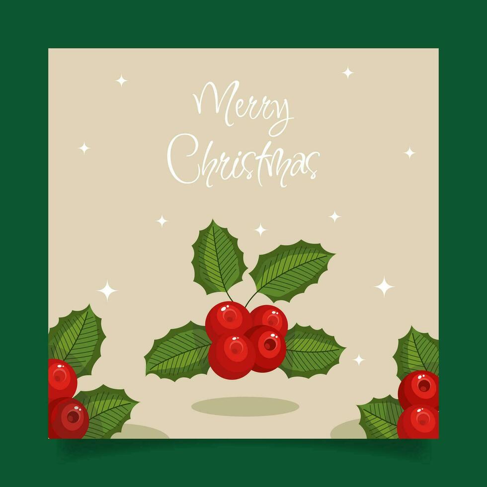 Merry christmas card with leafs and fruits traditional. - Vector. vector