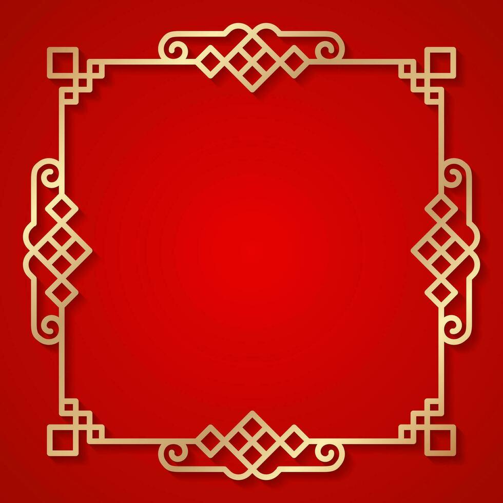 Golden oriental frame on red background. - Vector. vector