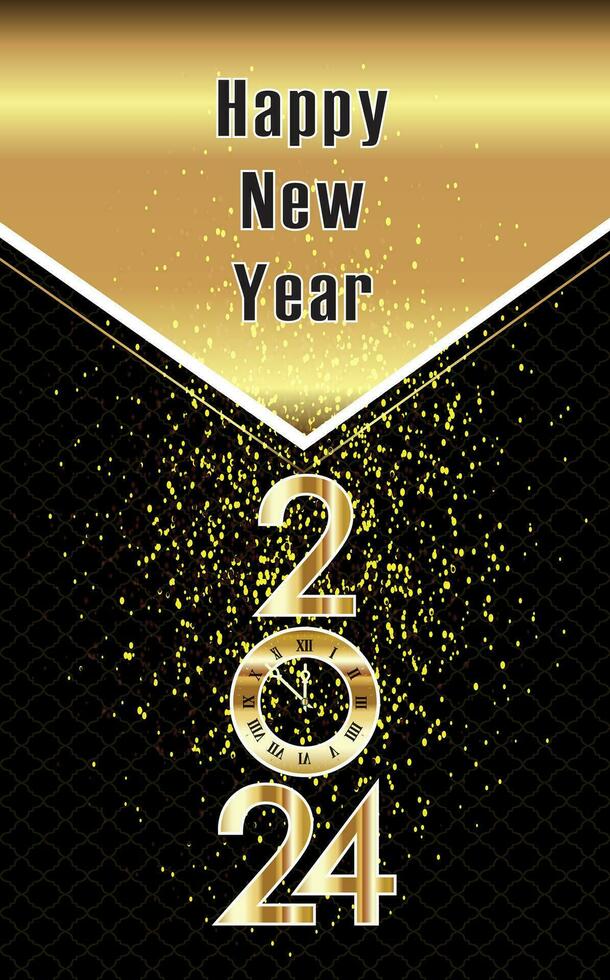 Happy New Year 2024, New Year Greeting template, 2024 free Vector