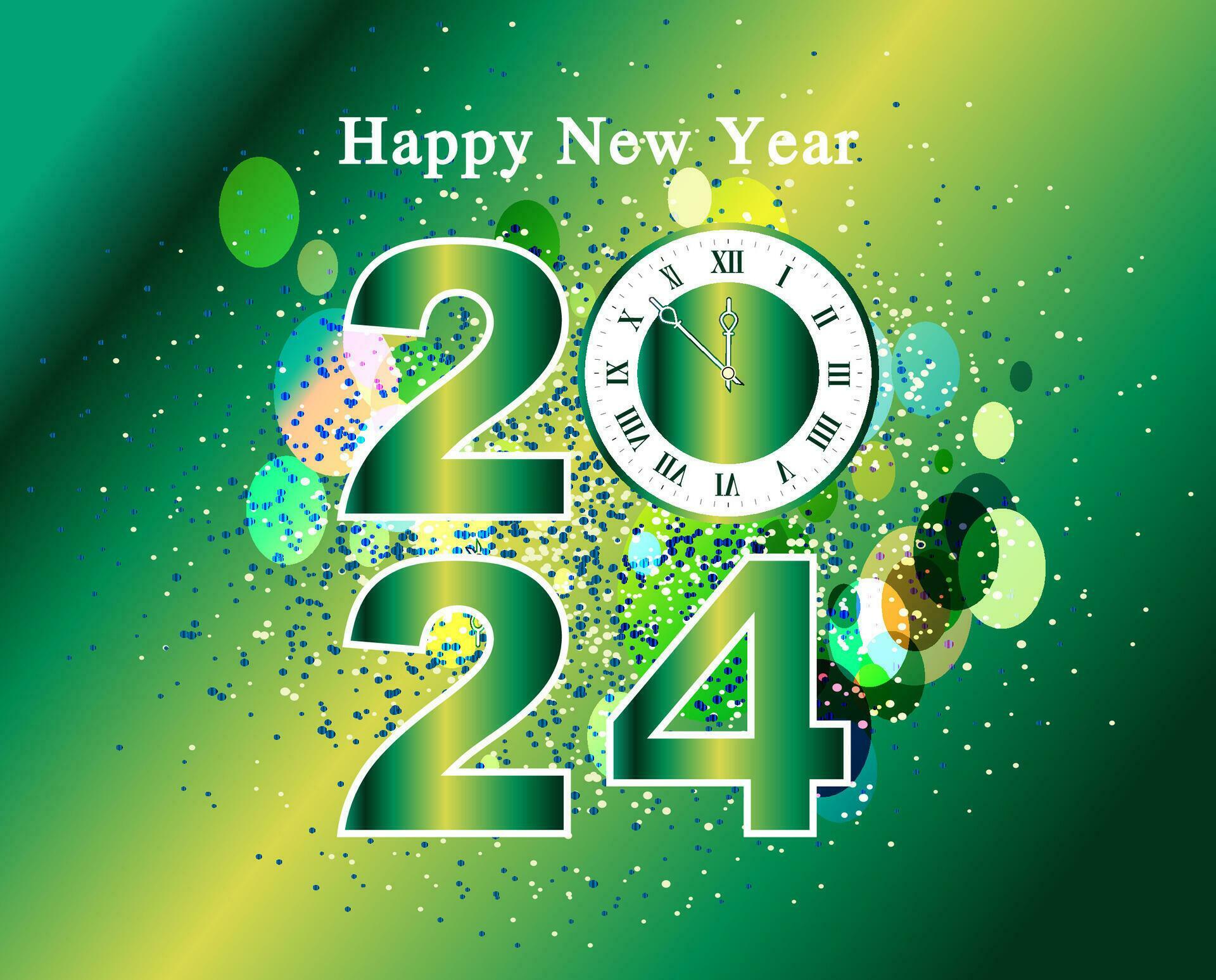 Happy New Year 2024, New Year Greeting template, 2024 free Vector