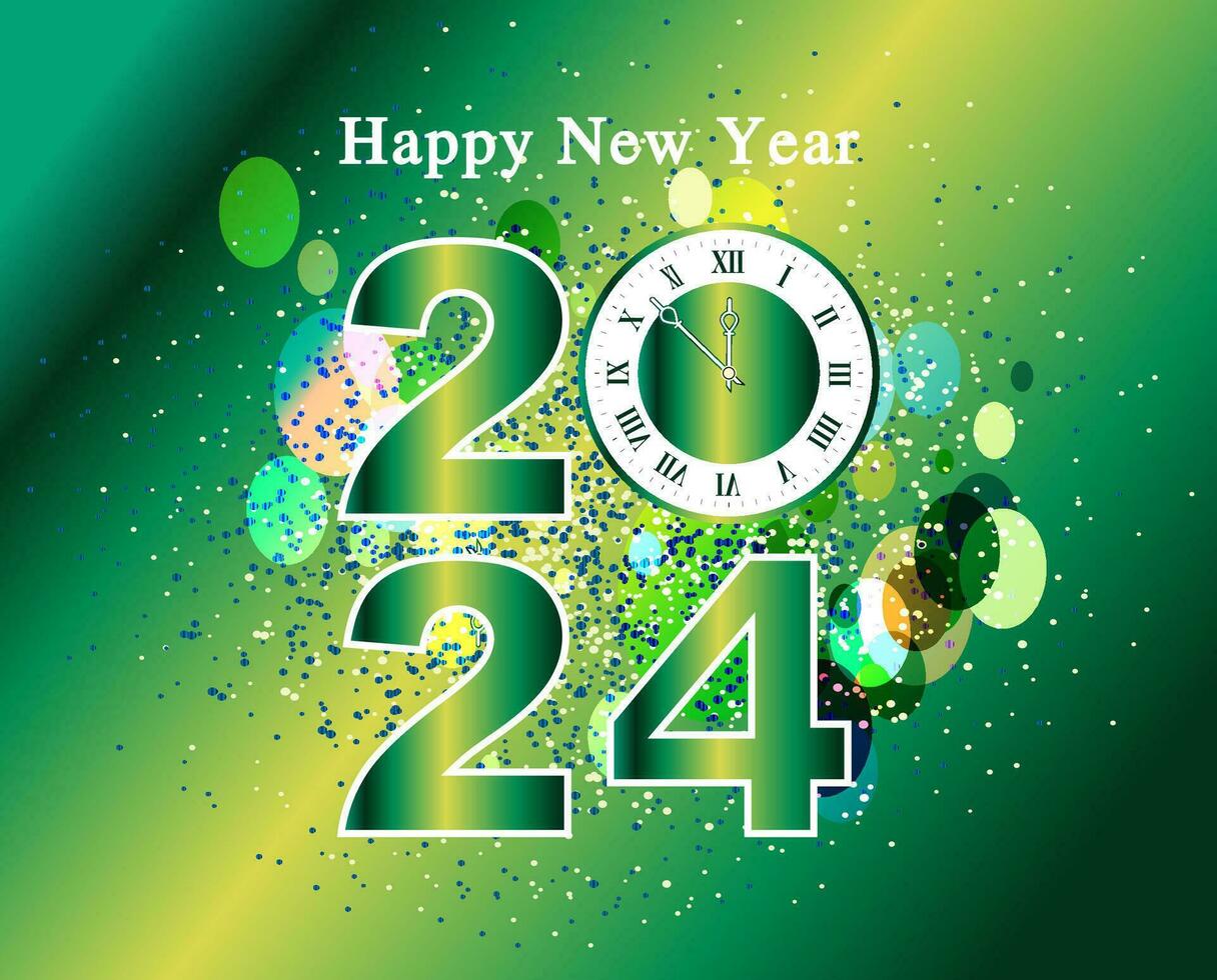 Happy New Year 2024, New Year Greeting template, 2024 free Vector