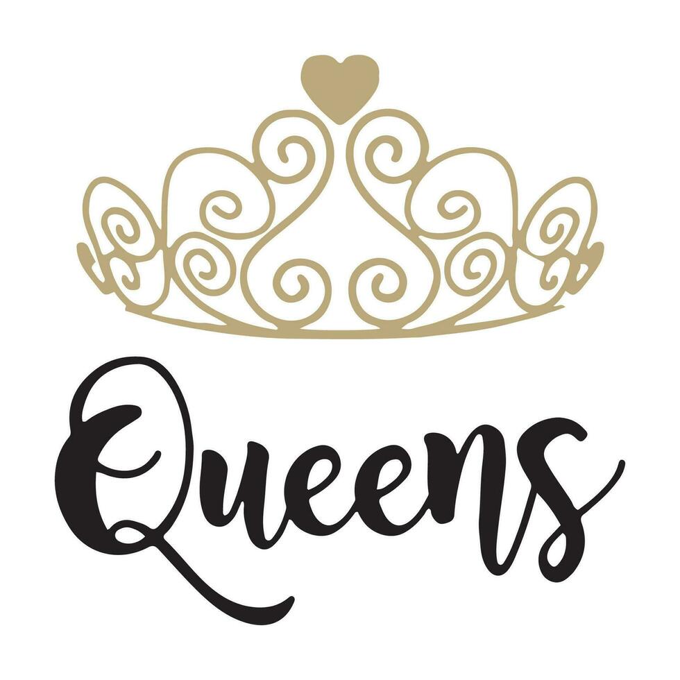 Stylish , fashionable  and awesome  King  and queen typography art and illustrator vector