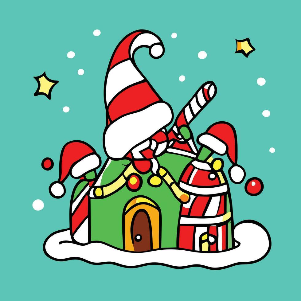 Vector Art drawing of a christmas house