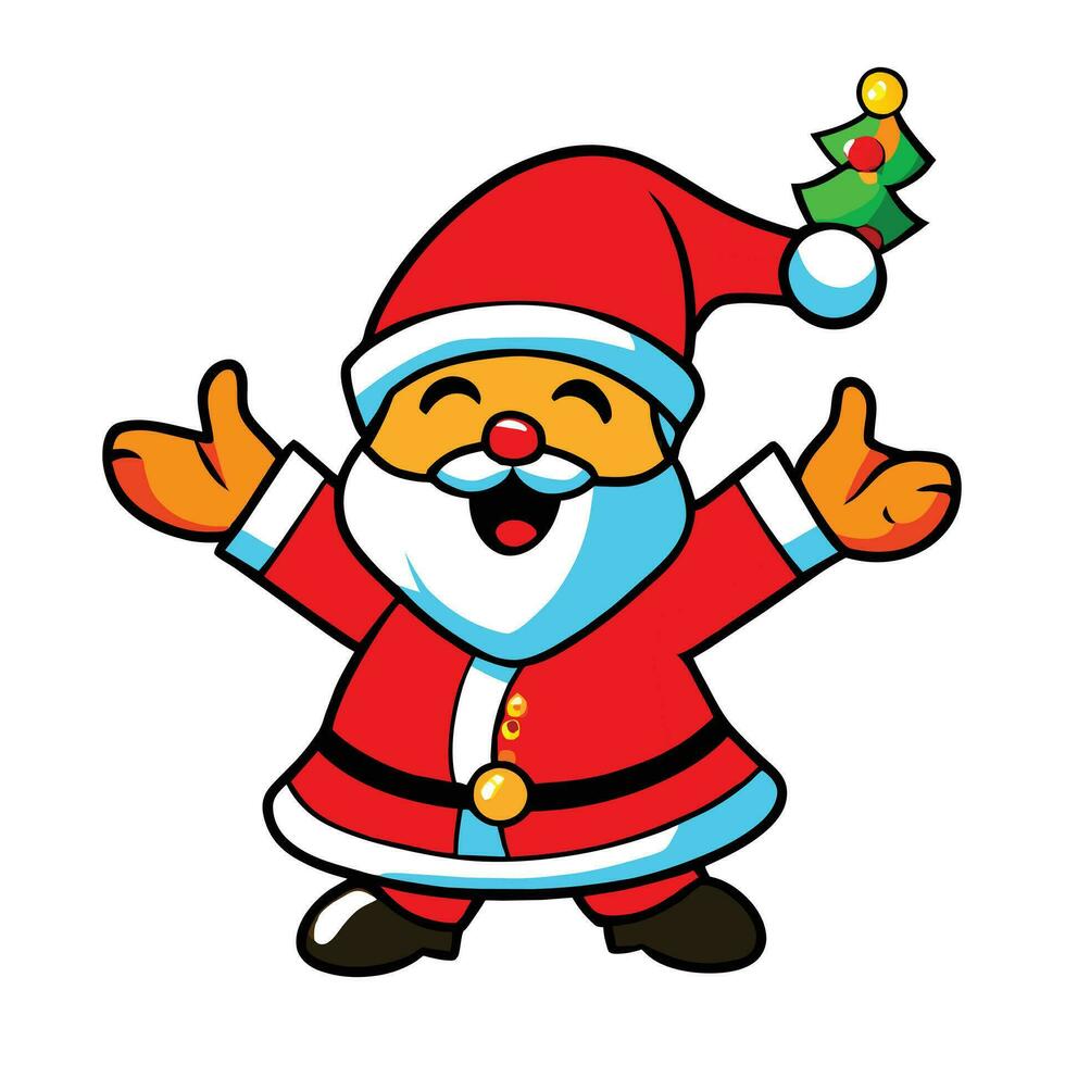 a cartoon santa claus character with a red hat and a red nose vector