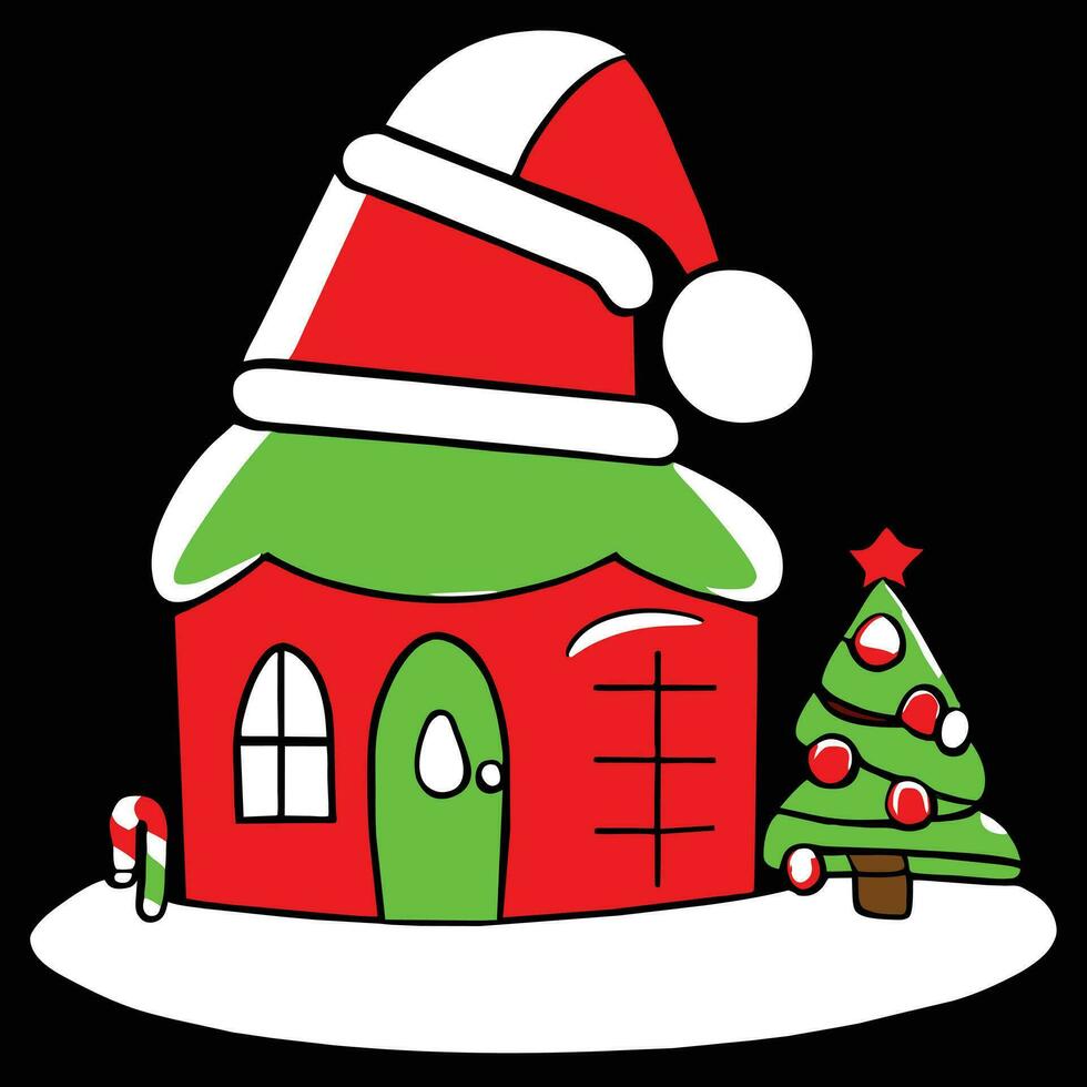 Vector Art drawing of a christmas house