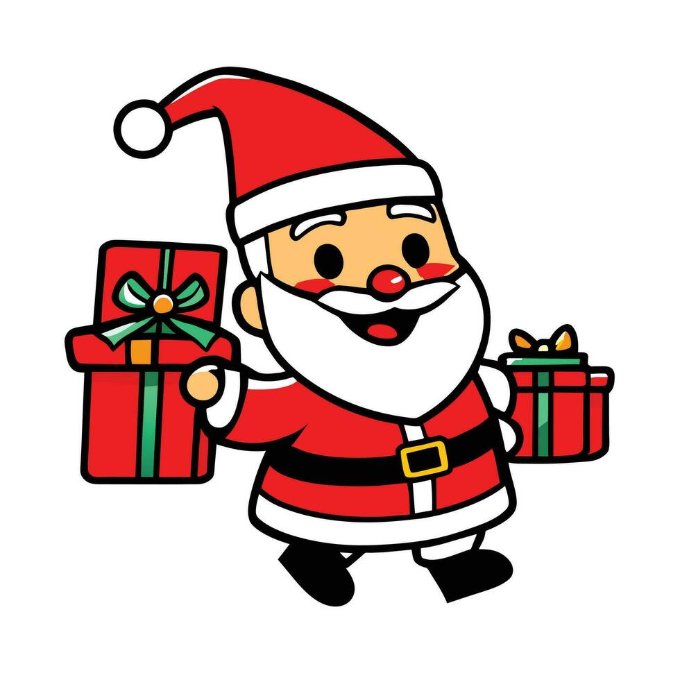 a cartoon santa claus character with a red hat and a red nose vector