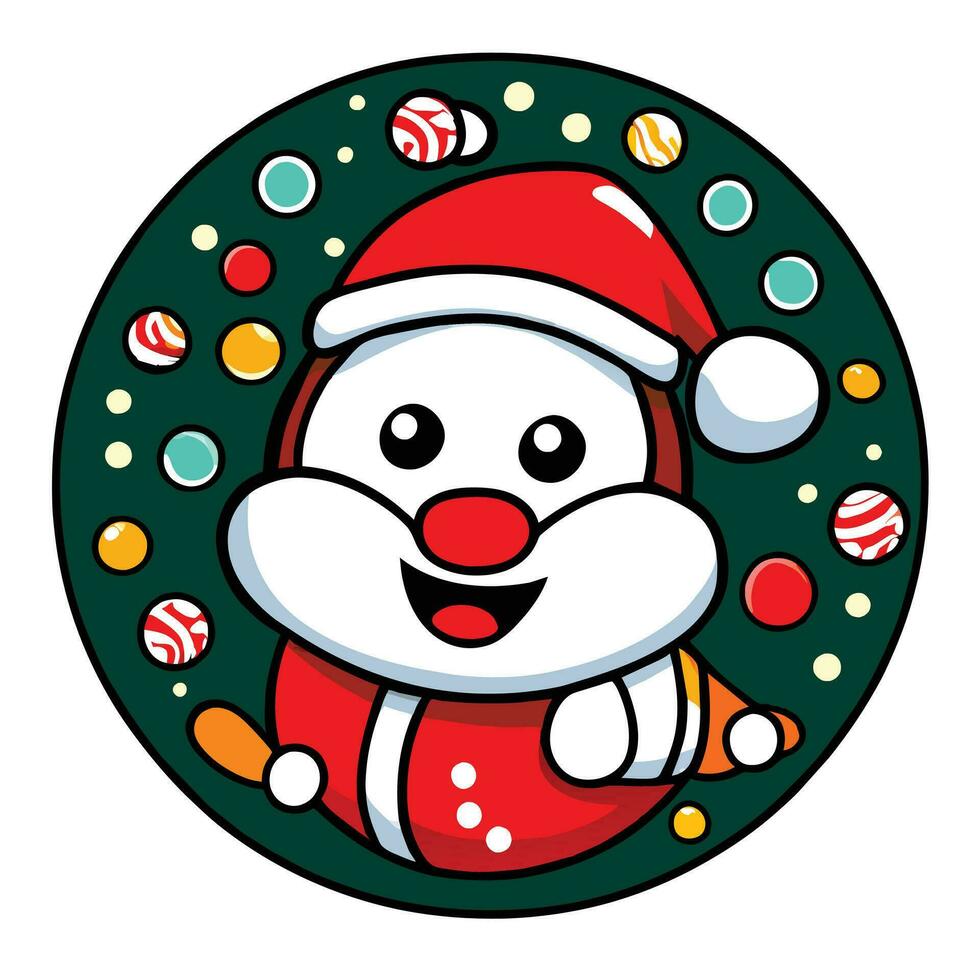 a cartoon santa claus character with a red hat and a red nose vector