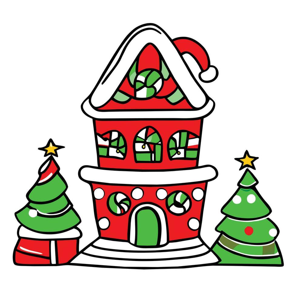 Vector Art drawing of a christmas house