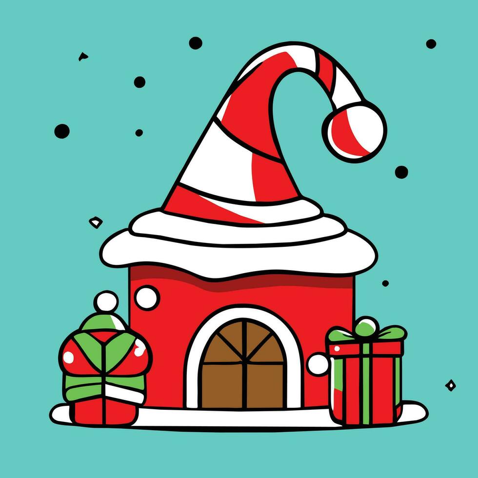 Vector Art drawing of a christmas house