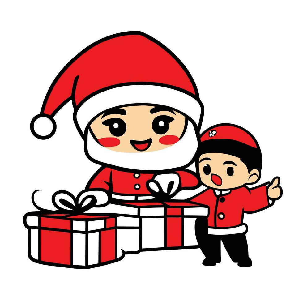 a cartoon santa claus character with a red hat and a red nose vector