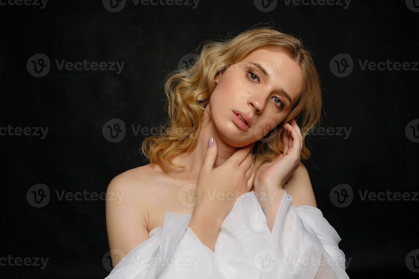 transgender young beautiful young transgender with blond hair, dark blue background 34889125  Stock Photo at Vecteezy