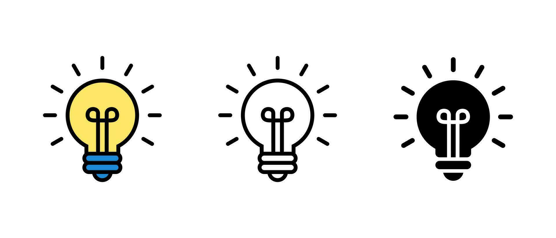 ligero bulbo icono vector conjunto recopilación. lámpara símbolo en línea estilo
