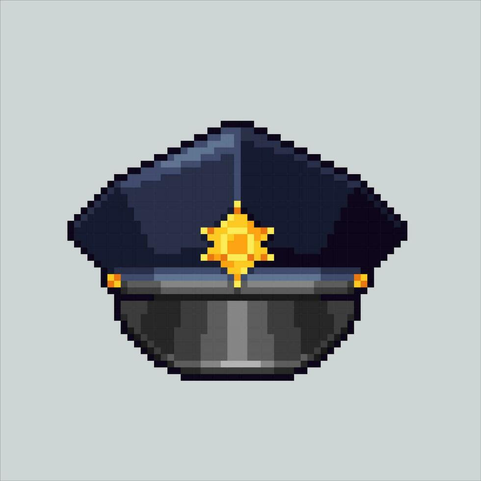 Pixel art illustration Police Hat. Pixelated Hat. Security Police Hat pixelated for the pixel art game and icon for website and video game. old school retro. vector