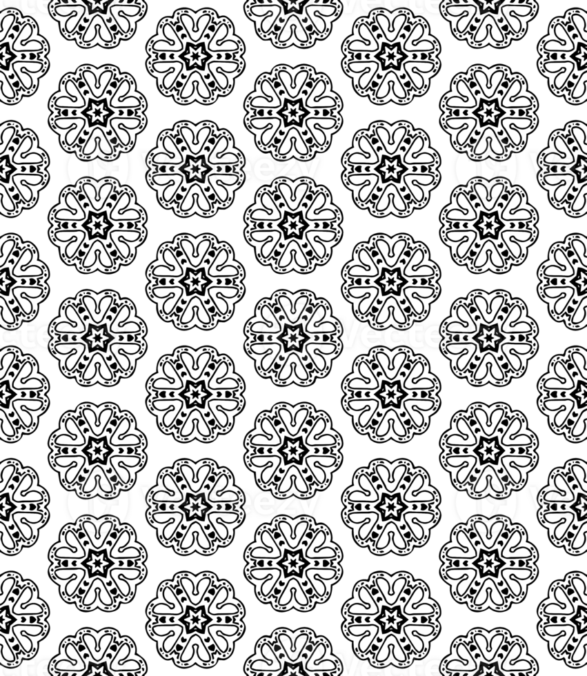 Black seamless abstract pattern. Overlay for background and backdrop. Ornamental design. PNG graphic illustration with transparent background.