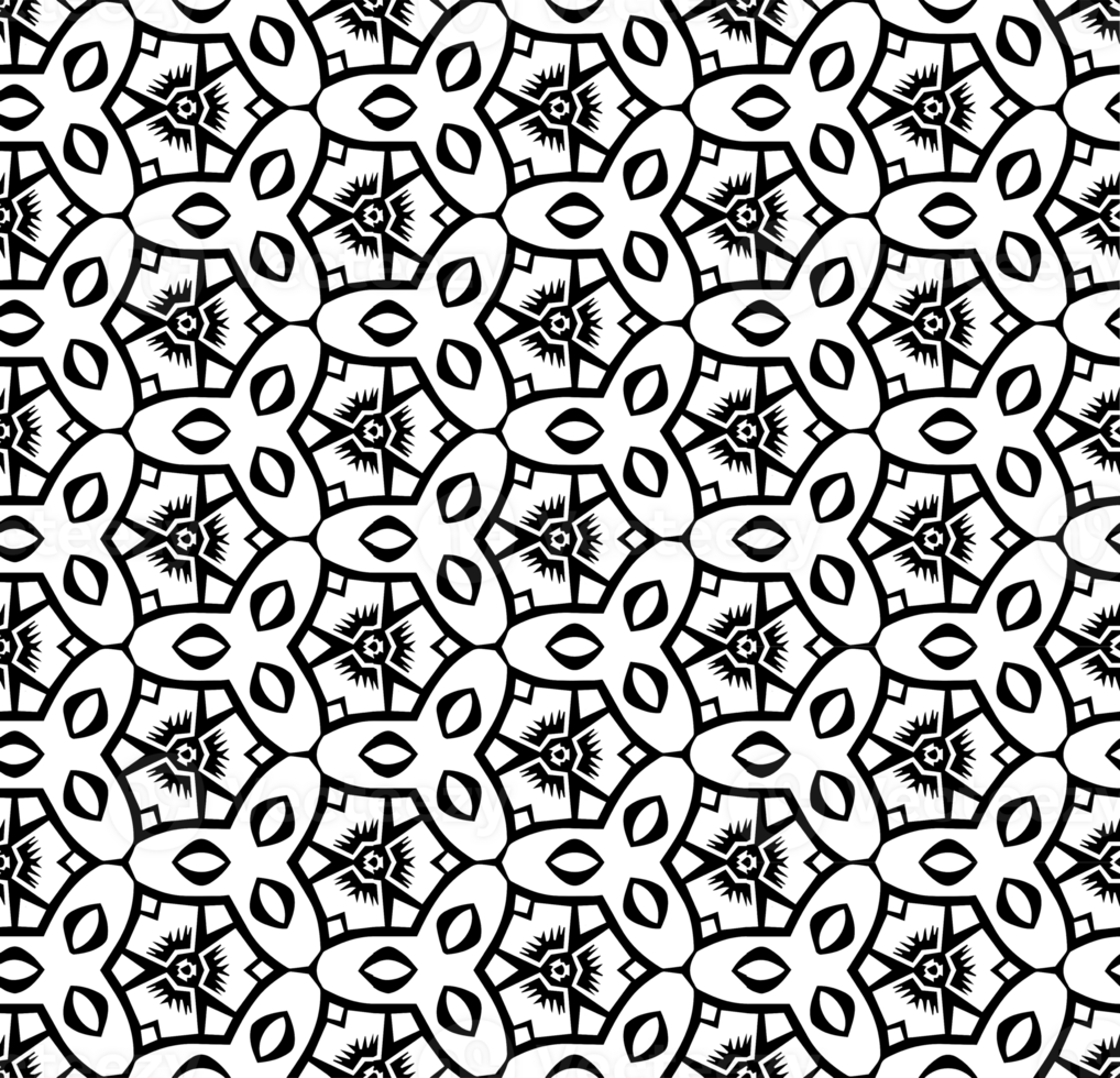 Black seamless abstract pattern. Overlay for background and backdrop. Ornamental design. PNG graphic illustration with transparent background.