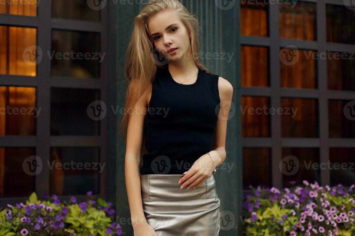 portrait of young beautiful happy smiling girl photo