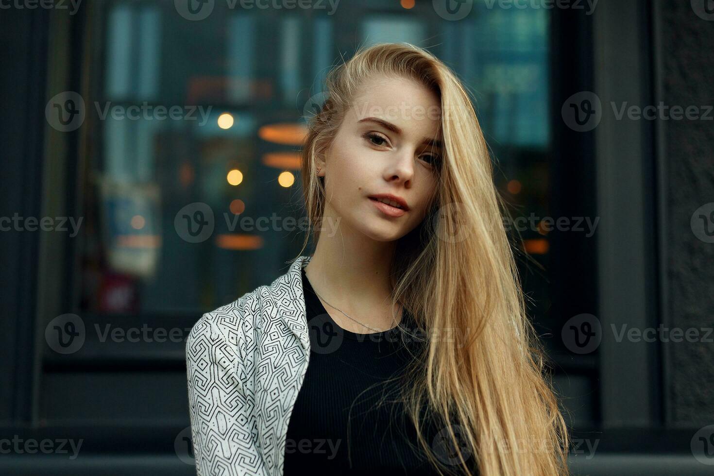 portrait of young beautiful happy smiling girl photo