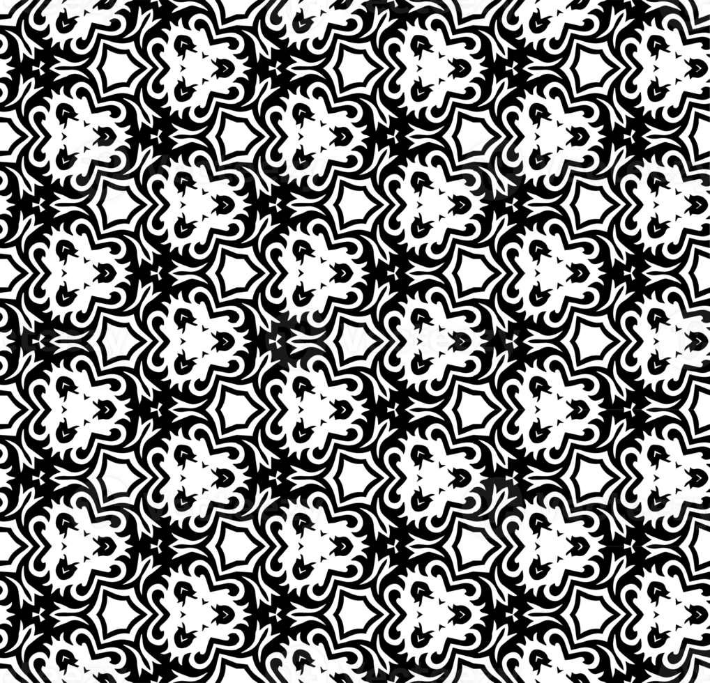 Black seamless abstract pattern. Overlay for background and backdrop. Ornamental design. PNG graphic illustration with transparent background.