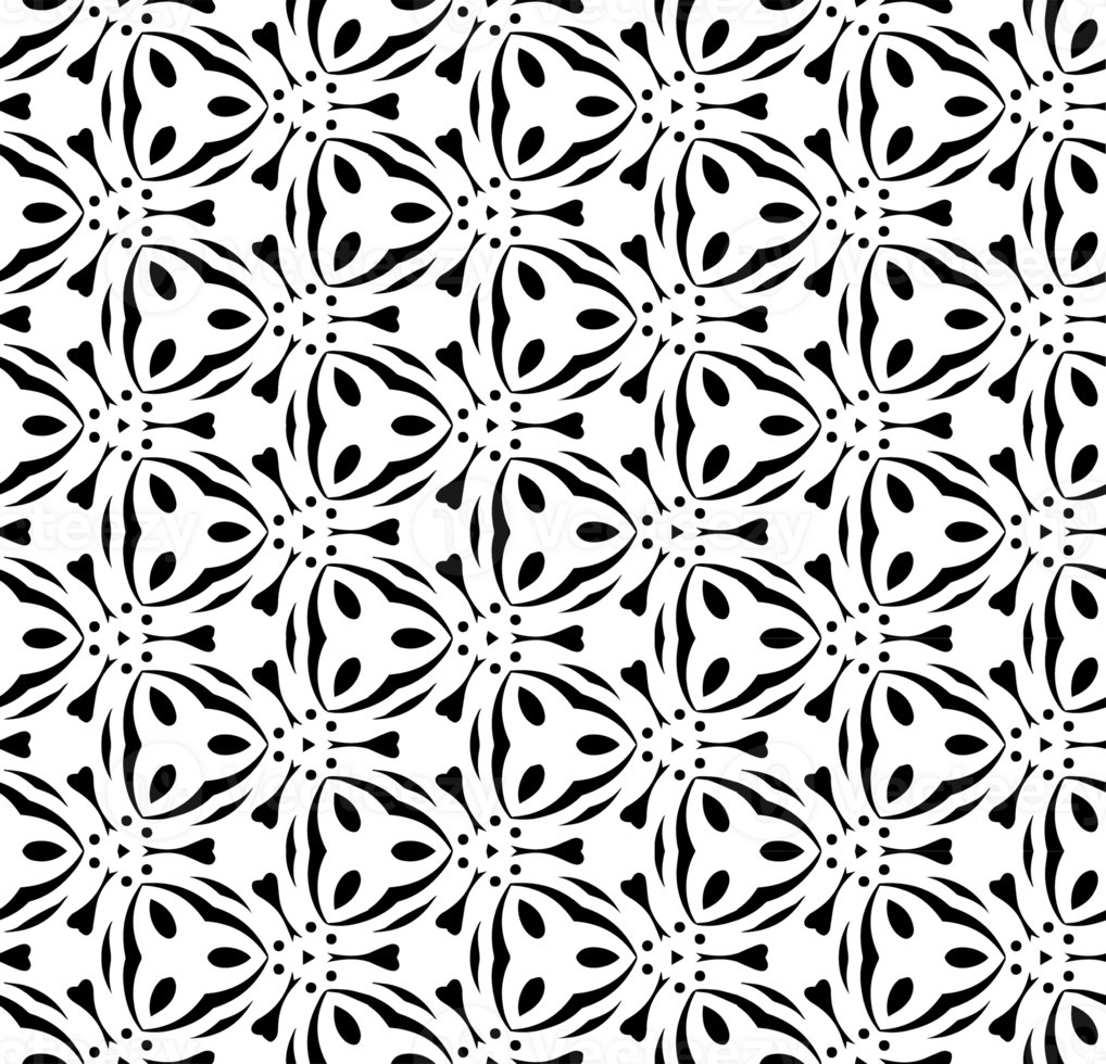 Black seamless abstract pattern. Overlay for background and backdrop. Ornamental design. PNG graphic illustration with transparent background.