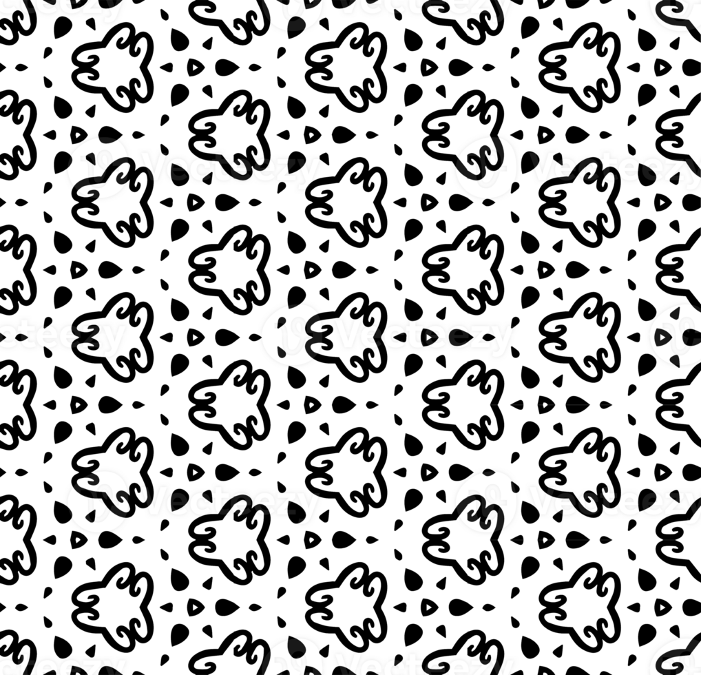 Black seamless abstract pattern. Overlay for background and backdrop. Ornamental design. PNG graphic illustration with transparent background.